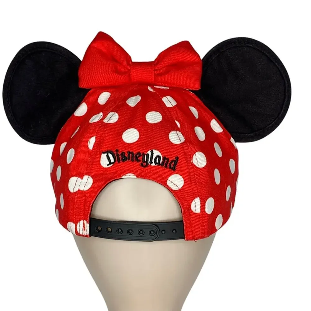 Disney Parks Youth Minnie Mouse Ears With Bow Hat Black Red White Polka Dot